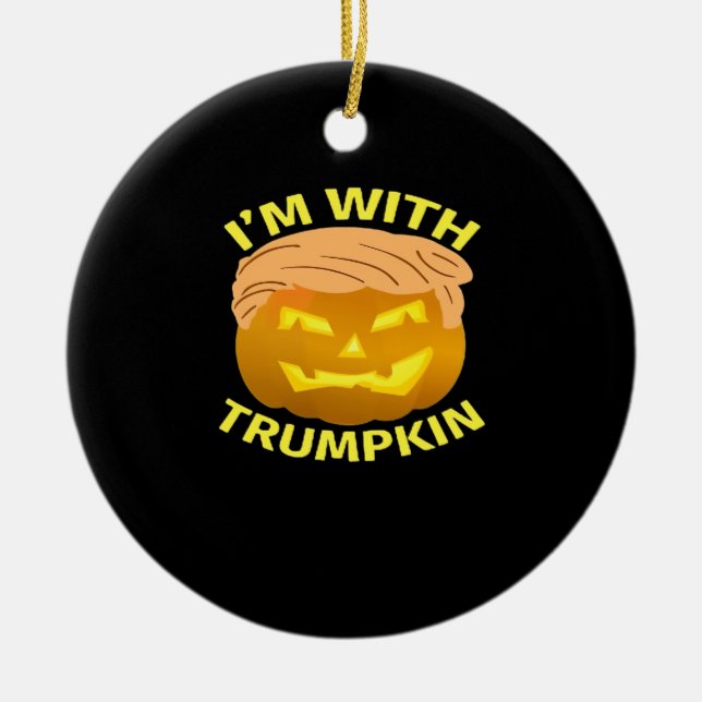 Adorno De Cerámica Calabaza de Trumpkin Halloween (Frente)
