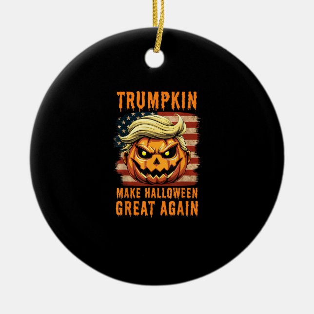 Adorno De Cerámica Calabaza de Trumpkin Halloween hace que Halloween  (Frente)