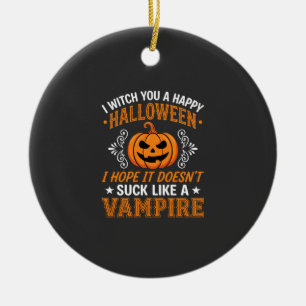 Adorno De Cerámica Calabaza de vampiro divertido de Halloween