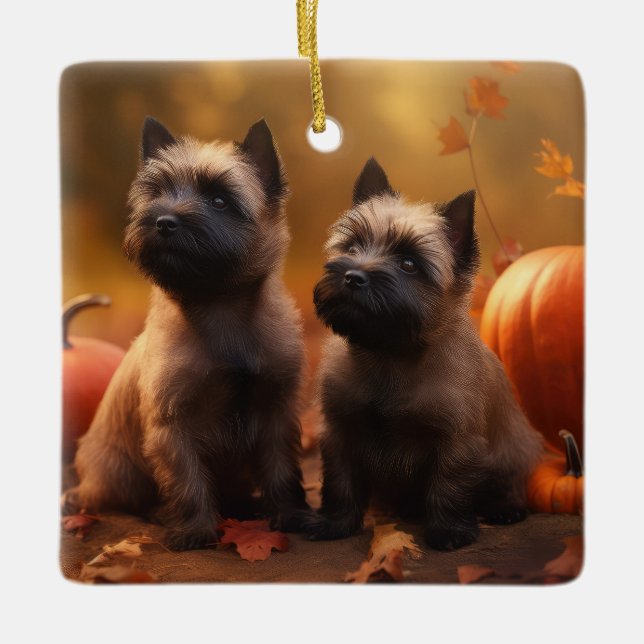 Adorno De Cerámica Calabaza deslumbrante de Cairn Terrier (Anverso)