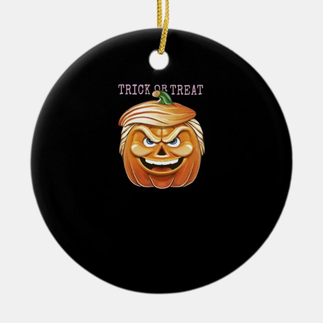 Adorno De Cerámica Calabaza Donald, divertida Halloween asusta clásic (Frente)