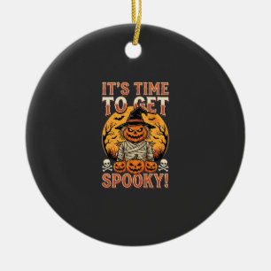 Adorno De Cerámica Calabaza Espantapájaros Vintage Espeluznante de Ha