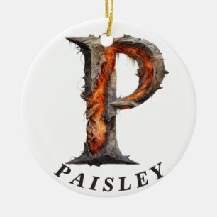 Adorno De Cerámica Calabaza Halloween Letra P Monograma Floral