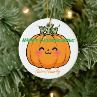 Adorno De Cerámica Calabaza Kawaii Adorable - Día de Acción de Gracia