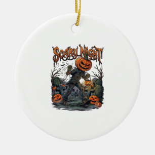 Adorno De Cerámica Calabaza Monstruosa de Linterna de Cementerio de N