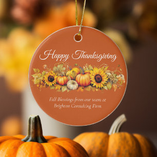Adorno De Cerámica Calabaza Naranja Personalizada Feliz Día de Acción