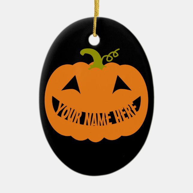Adorno De Cerámica Calabaza personalizada de Halloween (Frente)