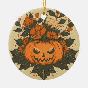 Adorno De Cerámica Calabaza vintage/Halloween/Otoño
