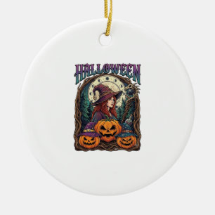 Adorno De Cerámica Calabazas De Bruja De Halloween Fases Lunares_1