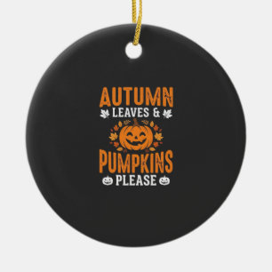 Adorno De Cerámica Calabazas de hojas de otoño Por favor, calabaza de