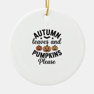 Adorno De Cerámica Calabazas de Hojas de Otoño Por Favor Vintage Hall