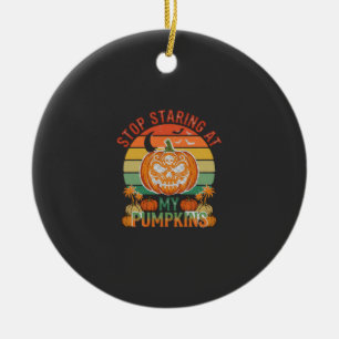 Adorno De Cerámica Calabazas Mirando Parar Halloween Cráneo Puesta de
