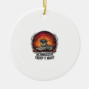 Adorno De Cerámica Calabazas Murciélagos Nocturnos Schnauzer Hallowee