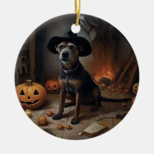 Adorno De Cerámica Calabazas Terrier de la Bahía de Chesapeake Hallow