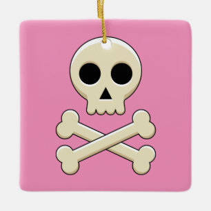 Adorno De Cerámica Calavera con huesos