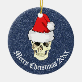 Adorno De Cerámica Calavera con sombrero Santa "Navidades 20xx"