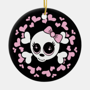Adorno De Cerámica Calavera Corazón