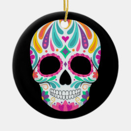 Adorno De Cerámica Calavera de azúcar florida