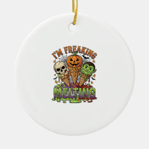 Adorno De Cerámica Calavera de bomba de helado de Halloween me estoy