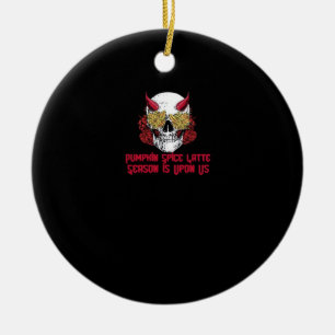 Adorno De Cerámica Calavera de calabaza PSL Latte Season otoño