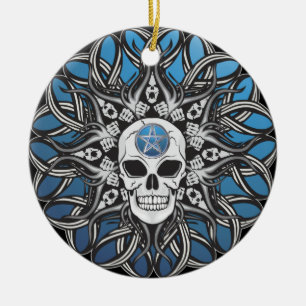 Adorno De Cerámica Calavera de gótico - Azul