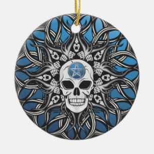 Adorno De Cerámica Calavera de gótico - Azul