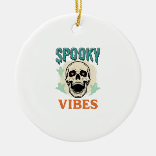 Adorno De Cerámica Calavera de Halloween Vibraciones Espeluznantes Te