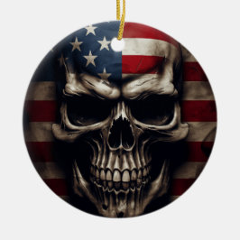 Adorno De Cerámica Calavera de la bandera americana