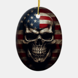 Adorno De Cerámica Calavera de la bandera americana