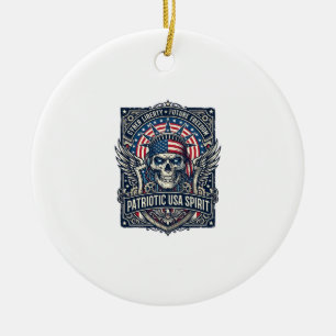 Adorno De Cerámica Calavera de la libertad cibernética patriótica Fut