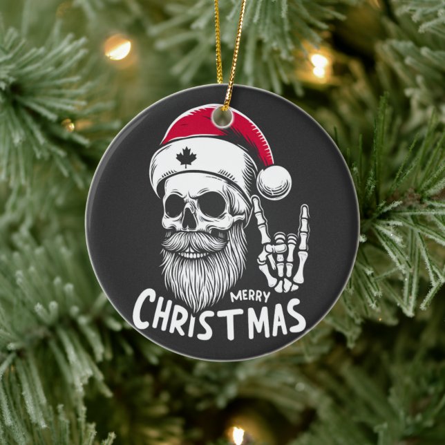 Adorno De Cerámica Calavera de Navidades de Canadá (Árbol)