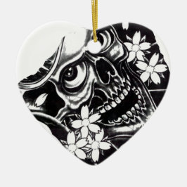 Adorno De Cerámica Calavera de tatuaje japonesa