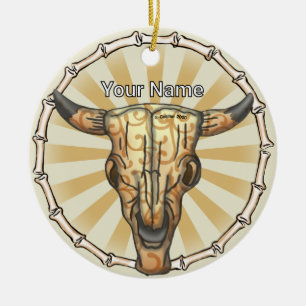 Adorno De Cerámica Calavera de vaca tribal