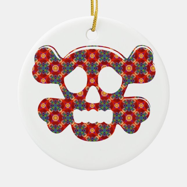 Adorno De Cerámica Calavera divertida y colorida (Frente)