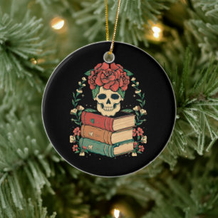 Adorno De Cerámica Calavera Floral en tus Libros