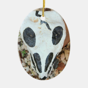 Adorno De Cerámica Calavera pintada de Dia de Muertos