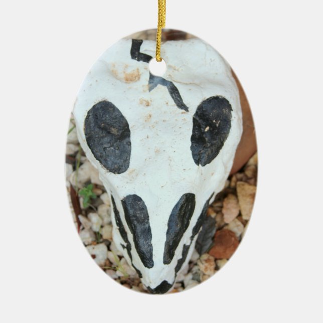 Adorno De Cerámica Calavera pintada de Dia de Muertos (Frente)