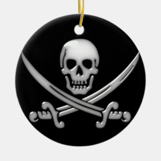 Adorno De Cerámica Calavera pirata y espadas cruzadas (TLAPD)