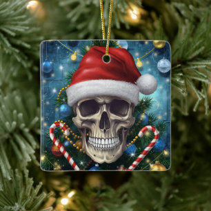 Adorno De Cerámica Calavera Santa Festiva