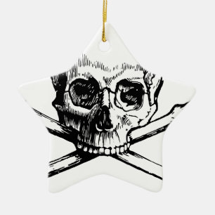 Adorno De Cerámica Calavera y huesos