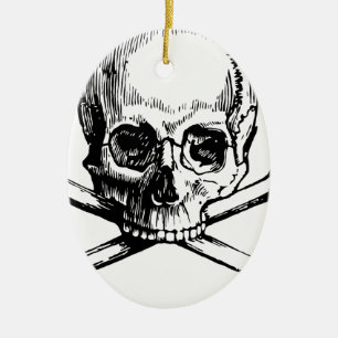 Adorno De Cerámica Calavera y huesos