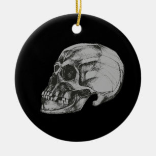Adorno De Cerámica Calavera y huesos Halloween