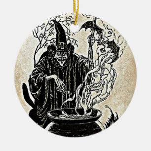 Adorno De Cerámica Caldera de las brujas de Halloween