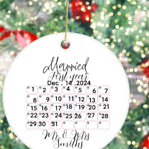 Adorno De Cerámica Calendario de Cerámica de Fecha de Casados Persona