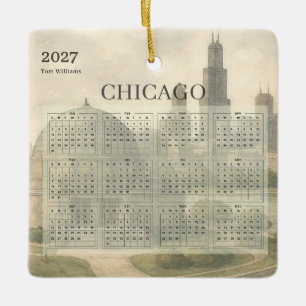 Adorno De Cerámica Calendario del Planetario de Chicago 2027 Año en u