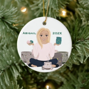 Adorno De Cerámica Calentador de Cera Personalizado Mujer