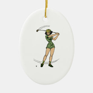 Adorno De Cerámica Calentamiento para el Golf Lady Golfer