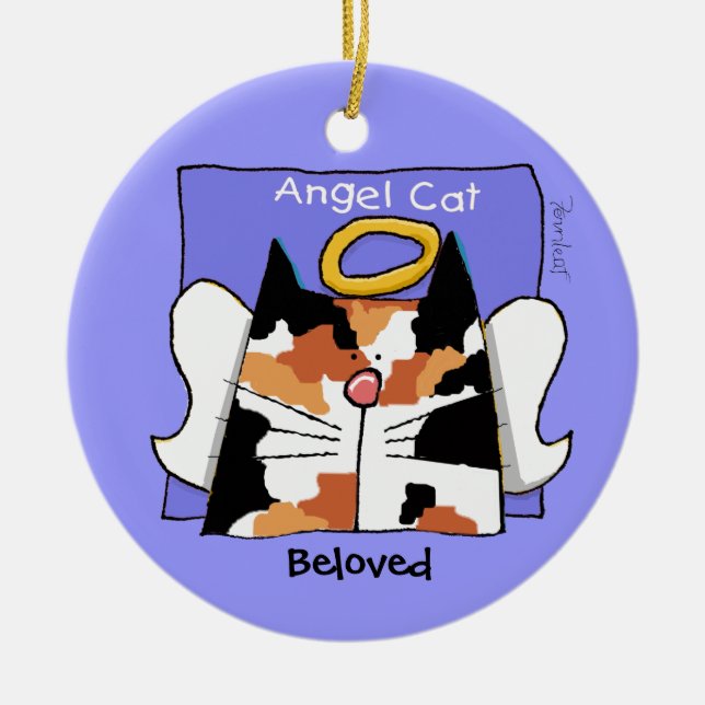 Adorno De Cerámica Calico Cat Angel Personaliza (Frente)