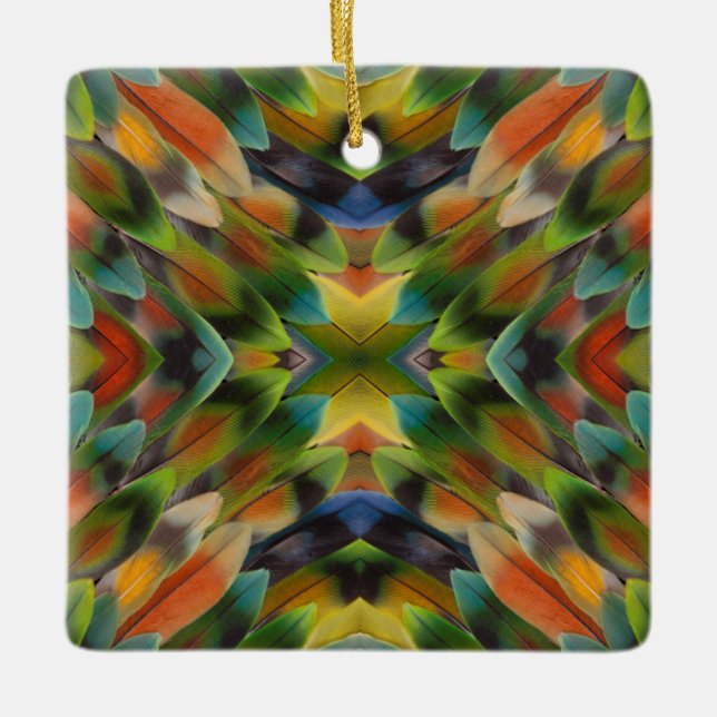 Adorno De Cerámica calidoscopio de plumas de inseparables (Anverso)