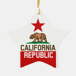 Adorno De Cerámica CALIFORNIA Bandera Estatal REPÚBLICA Gran Estrella